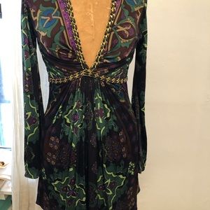 New Sky Brand Silk Jersey Chains Dress Mini Size Small